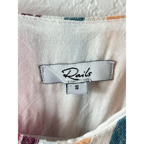 Rails Martina Linen Blend Sleeveless Mini Dress Small Avila Stripe Ruffled Pink - Picture 9 of 13